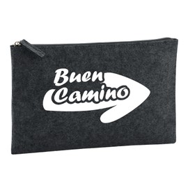 Huuraa Buen Camino Arrow Toiletry Bag Gift 1 Litre Charcoal Felt Buen Camino Gift Idea