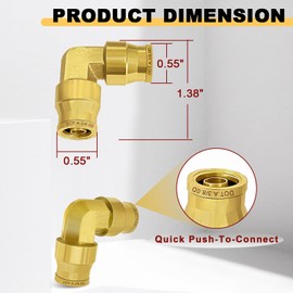 Siptenk 3PCS 3/8" Elbow DOT Brass Push to Connect Fittings, 3/8" OD Tube Air Brake Line Quick Connect for Truck Trailers Industry Air System