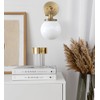 Pathson Hardwired Wall Sconce with White Globe, Brass Bathroom Vanity