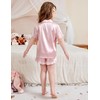 Arshiner Girls Pajamas Silk Satin Pajama Set 2 Piece Button