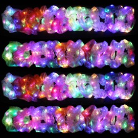 40PCS LED Scrunchies, Light up Hair Scrunchy, Women Girls Luminous Hair Strands, Colorful Meteor Yarn Hair Bands with 3 Light Modes, Scrunchies Glow in The Dark for Christmas Carnival party