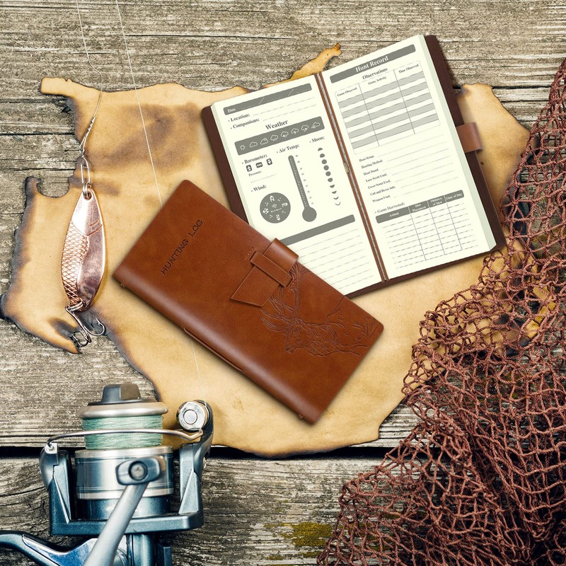 Eaasty 2 Pcs Leather Hunting Log Book Elk Hunting Journal