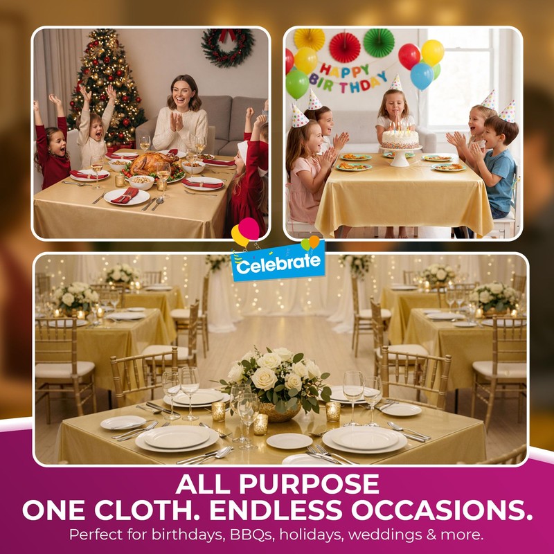 SOL 6pk Gold Square Table Cloths 121 x 121cm -