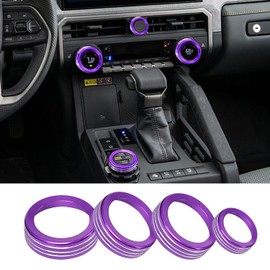 for Toyota Tacoma 2024 2025 Interior Accessories, for 4Runner 2025 with 14" Display Switches, Air Conditioner AC Switch Knob Cover 4PCS Aluminum Alloy Purple