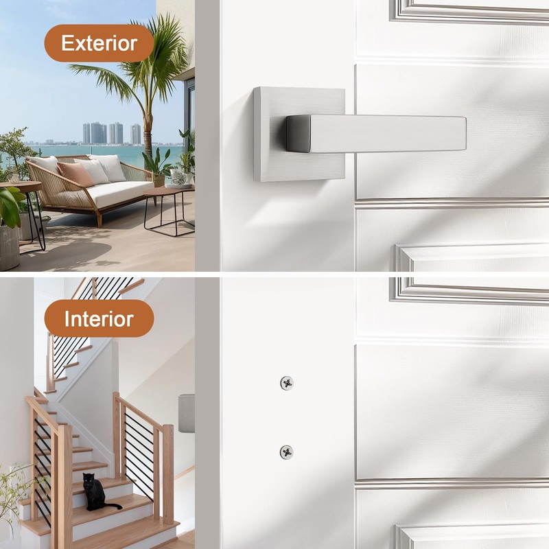 Probrico 1 Pack Dummy Door Handle for Closets French Doors,Satin