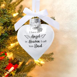 Christmas Memorial Baubles, Christmas Bauble Memorial Ornaments Feather Ball I Have an Angel in Heaven, Clear Christmas Tree Remembrance Decorations Mum Dad Hanging Christmas Decorations