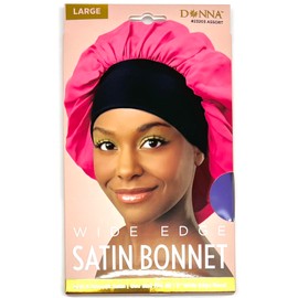 DONNA Wide Edge Satin Bonnet, Silk Bonnet for Sleeping, Large Hair Bonnets for Sleeping Black Curly Women, Satin Bonnet for Sleeping, Shower Cap for Women, Bonnet with Comfortable 3" Head Band Purple