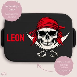 Bento Box Midi Lunch Box for Mepal Bento Box - Lunch Box Children Evil Pirate Pirate Skull Vesper Box Pirates Buccaneers 900 ml Black Breadless Nursery