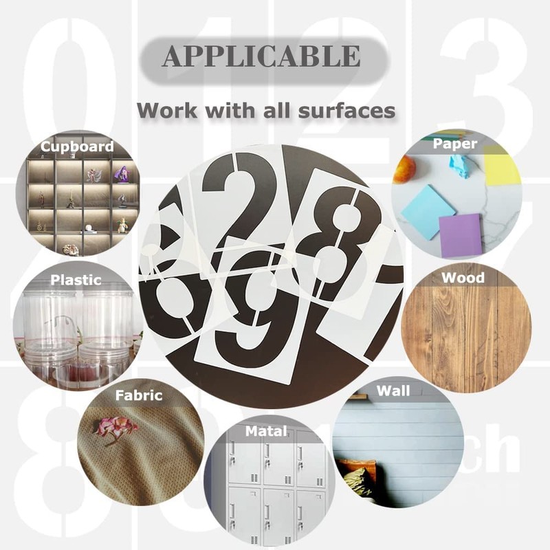 BTORER 10inch 0 to 9 Large Number Stencils Set, 10Pcs