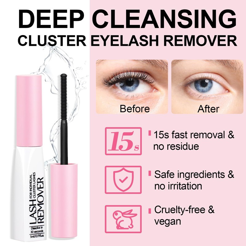 Miuffue Deep Cleansing Cluster Lash Remover, Eyelash Glue Remover for