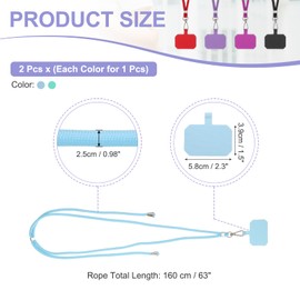 PATIKIL Smart Phone Lanyards, 2 Pack Universal Cell Phone Lanyards Adjustable Phone Strap Crossbody Lanyard Patch with Neck Strap Fits Most Smartphones, Light Blue, Mint Green