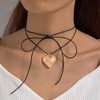 Atentuyi Boho Gothic Large Heart Pendant Necklace Gold Long Leather