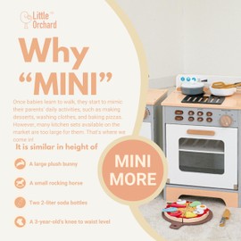 Little Orchard Baby Wooden Mini Oven Toy for Toddlers - 18in-High Pretend Play Cooking Baking Kitchen Set - Compact Toy Oven Playset - Safe Design & Quick Assembly - Role-Playing Gift for Boys & Girls
