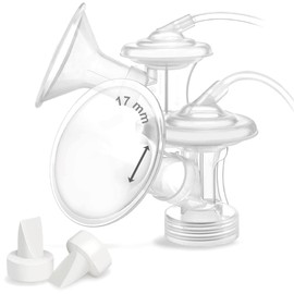 Maymom MyFit - Juego de bridas de 17 mm con conector de base de válvula de tubo de escudo pequeño compatible con Medela New Pump in Style Maxflow Extractor de leche no original Medela Pump Parts Reemplaza Medela PersonalFit Flex
