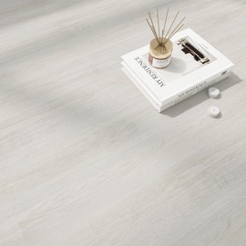 MULGREAT Peel and Stick Floor Tile, 54 Sq.Ft Self Adhesive Vinyl Flooring Plank, 36 Pieces Waterproof Heavy Duty Wood Grain Tiles, 36"x6" DIY Planks for Bedroom Kitchen Apartment Bathroom White