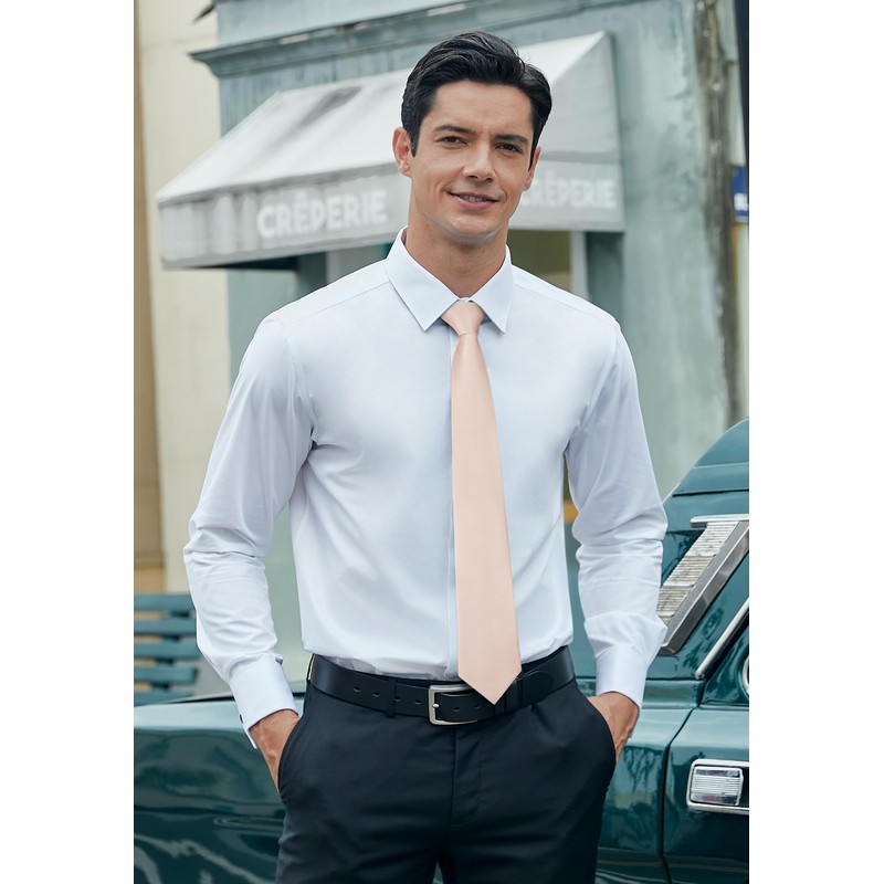 HISDERN Men's Wedding Ties and Pocket Square Solid Tie Cufflinks