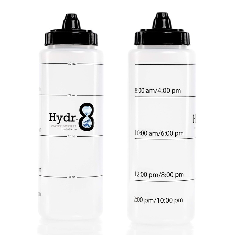 Hydr-8 Squeeze Water Bottle 32oz with Time Markings