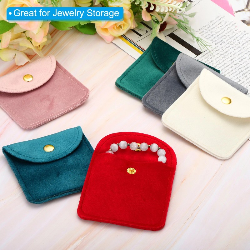 Zaplyte 10Pcs 8x8cm Jewelry Pouches with Snap Button Soft Storage