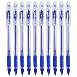 Cello Gripper Ballpoint Pens, BLUE, Fine Point (0.5mm), Pack of 10, Comfort Soft Grip, Smooth Fine Writing, Perfect for School Office Home Use