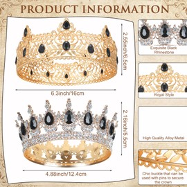 MTLEE Prom King Crowns for Men Royal Crown with Rhinestone Crowns for Women Crystal Queen Royal Round Crown for Wedding Party Decor(Delicate Style)
