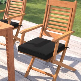 Magpie Fabrics Indoor Outdoor Waterproof Square Chair Cushion, 18" x 18" x 2.5", 2 Pack, Water Resistant Seat Cushions, for Patio Garden Office, Black