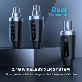 EBJ Wireless Microphone Transmitter Receiver 2.4Ghz, XLR Microphone Wireless System, Rechargeable Wireless Mic Adapter for Audio Mixer, Dynamic Mic, PA Speaker,electric guitar (M-04)