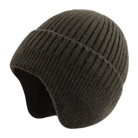 Zsedrut Winter Beanie Hat for Men Women Warm Knit Cuffed Beanie Wool Adult Toque(Earflap Army Green)