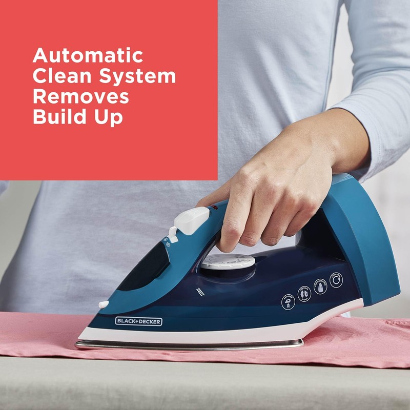 BLACK+DECKER Steam Iron for Clothes with Retractable Cord, Vertical Steaming,