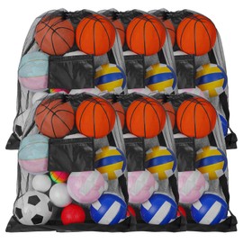 cobee 6 Pack Extra Large Sports Ball Bags, 30" x 40" Mesh Drawstring Backpack with Adjustable Shoulder Strap Training Ball Bag for Basketball Soccer Football Volleyball Gym Equipment Accessories