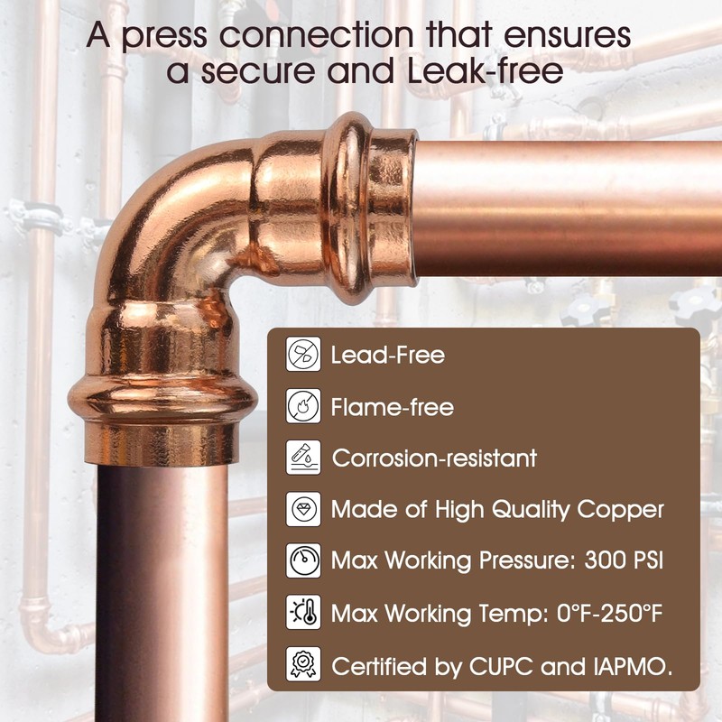 Copper Press Fittings,1/2 inch Copper Coupling 90 degree Elbow Coupling