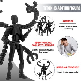 T13 Action Figure Already Assembled Accessories,T13 Multi-Jointed Movable,for Collectors Desktop Decorations t-13 Movability 3D Printed Toys (Black, 5.5inch)