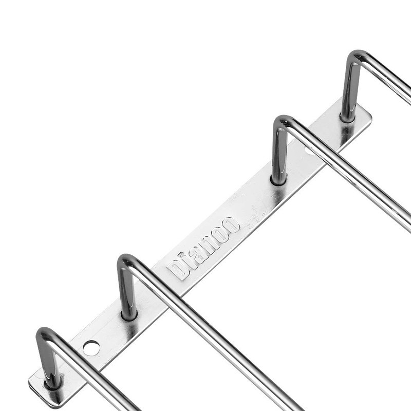 Dianoo ワイングラス 脚付きグラスラックホルダー ワイングラスクラック キャビネット下 ネジ付き クローム仕上げ 22cm 2列