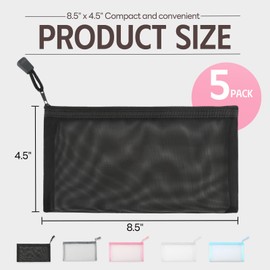 EASYFUN Mesh Zipper Pouch Bags Pencil Pouch Zipper Makeup/Cosmetic Bag Travel Toiletry Bag Daily Accessories