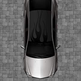 Sign Factory R38 FIRE Flames Black Roof Wrap - Decal Decals Wraps Vinyl Wraps Art Poster Image Carbon Hood Car Truck Fiber Hood