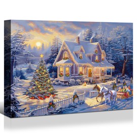 Looife - Christmas Wall Decorations – Christmas Village Festival Canvas Pictures – Framed Christmas Decor for Home or Office, 40x28inch