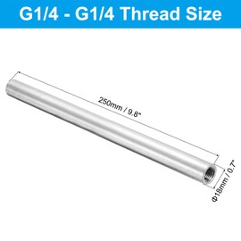 PATIKIL 304 Stainless Steel Pipe Fitting 1/4" NPT x 1/4" NPT Female Thread, 10inch/250mm Length Nipple Cast Pipe Coupling Fitting Connector