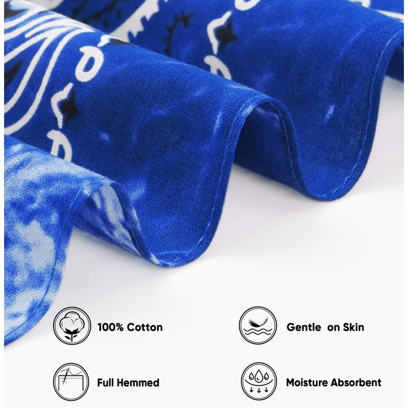 Bycc Bynn 3 Pack 100% Cotton Paisley Pattern Bandanas Face