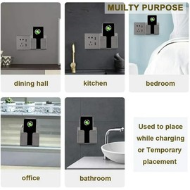 Waterproof Wall Mount Phone Holder, Multi-Purpose Phone Stand with Charging Port, 9.5 cm x 7.8 cm, White, 2-Pack