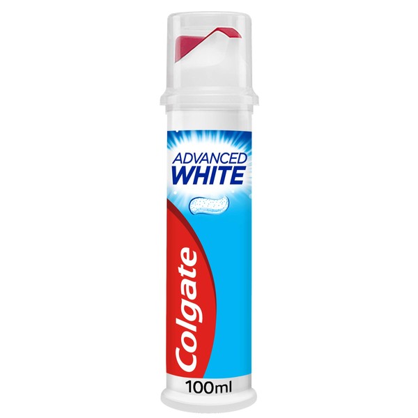 Colgate Advanced White with Micro-Cleansing Crystals Whitening Toothpaste Pump, 100 ml | Safe for daily use | Effectively whitens teeth in 10 days*