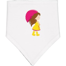 inktastic Girl in Raincoat, Girl with Umbrella, Brown Hair Baby Bandana Bib White and Black 460af