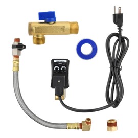 HDYEGIOU Automatic Timed Condensate Drain Valve Electronic Drain Valve Kit with 1/4 Inch NPT Drain Valve Elbow Fitting 1/2" 2-way Direct-acting Drain Valve and Braided Steel Hose