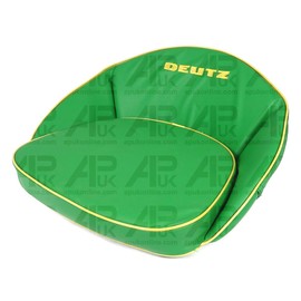 Seat Pan Cushion Light Green + Yellow Trim Piping & Logo Replacement for Deutz Fahr Tractor