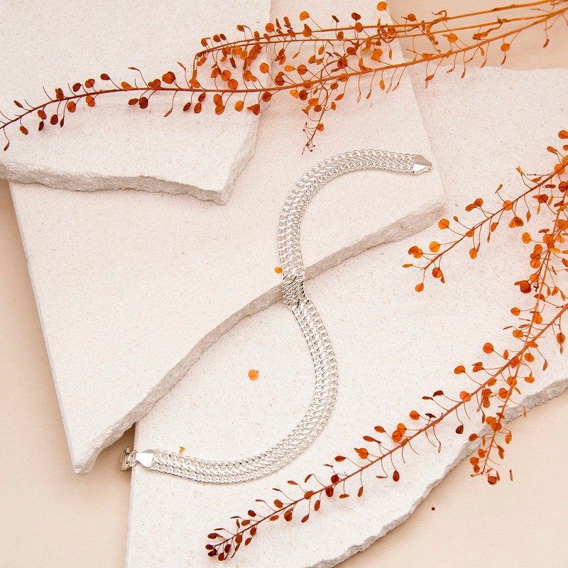 Tuscany Silver Solid Fancy Curb Bracelet of 19 cm/7.5-inch