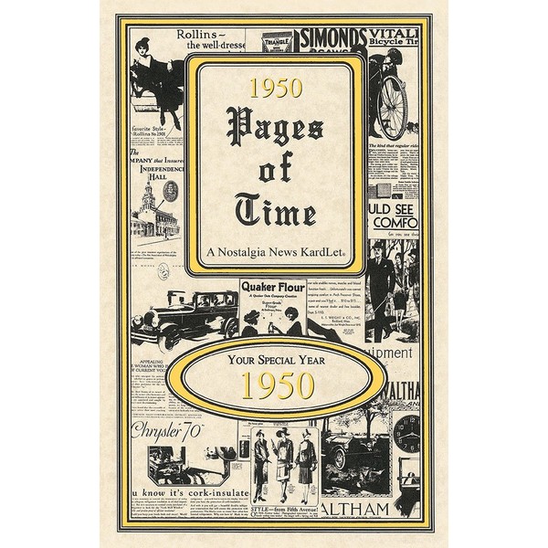 Pages of Time 1950 CELEBRATION KardLet: Birthdays, Anniversaries, Reunions, Homecomings, Client & Corporate Gifts