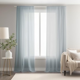 NAKIHOUSE Voile Curtain, 84 Drop Net Curtains Light Filtering Window Treatment Sheer & Drapes Slot Top Blue-Grey Sheer Curtains for Bedroom/Nursery Room 52" x 84", 2 Panels