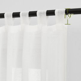 NICETOWN Thick Linen Sheer Curtains for Privacy, Tab Top Rustic Flax Window Treatments Semi Sheer Drapes with Light Penetration for Farmhouse/Living Room, Ivory, W52 x L96, Set of 2