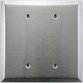 Over Sized Jumbo Satin Stainless Steel 2 Gang Cover Wall Plate - 2 Blank