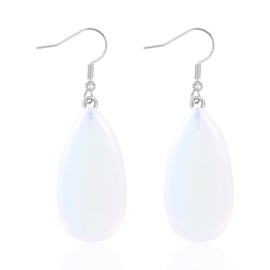 Natural Stone Gemstone Opal Earrings Long Dangle Teardrop Earrings for Women