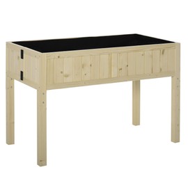 Outsunny Elevated Raised Garden Bed with Space-Saving Folding Design, 4 Water Drainage Holes, & Included Inner Liner