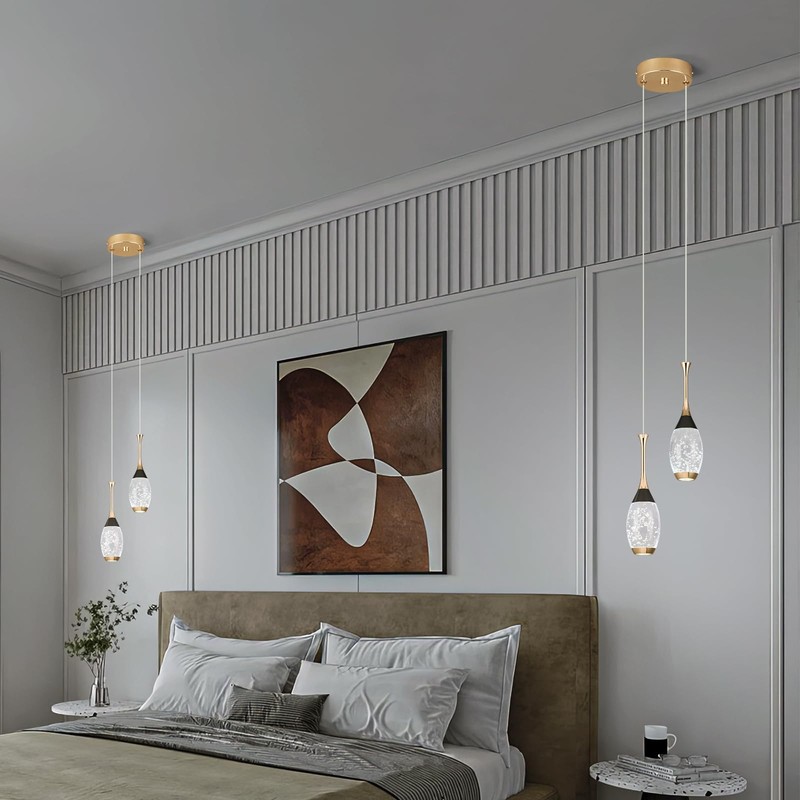 BBLLWJ Modern Black Gold Pendant Light Dimmable LED Ceiling Light
